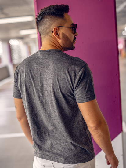 Tricou bărbătesc simplu cu decolteu în V, antracit Bolf 192131A
