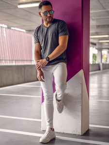 Tricou bărbătesc simplu cu decolteu în V, antracit Bolf 192131A