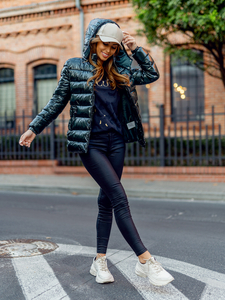 Geacă verde de iarnă cu glugă matlasată Bolf B9583