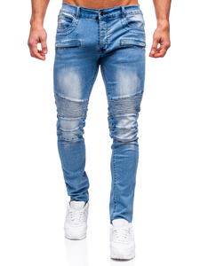 Pantaloni de denim pentru bărbați, albaștri, cu ajustare normală Bolf MP0029BC