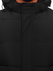 Vestă de bărbați matlasată groasă, neagră, cu glugă Bolf 57M7508