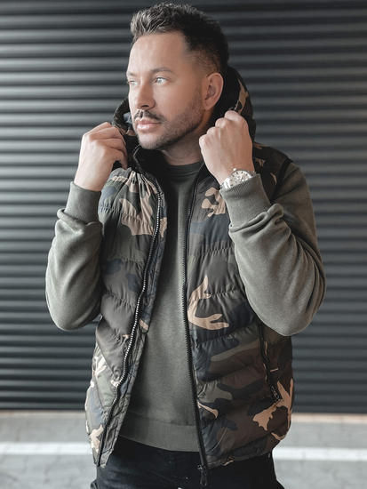 Vestă kaki army cu glugă Bolf 6876