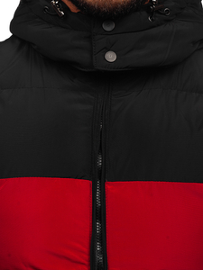 Vestă cu glugă matlasată bordo bărbați Bolf 1189