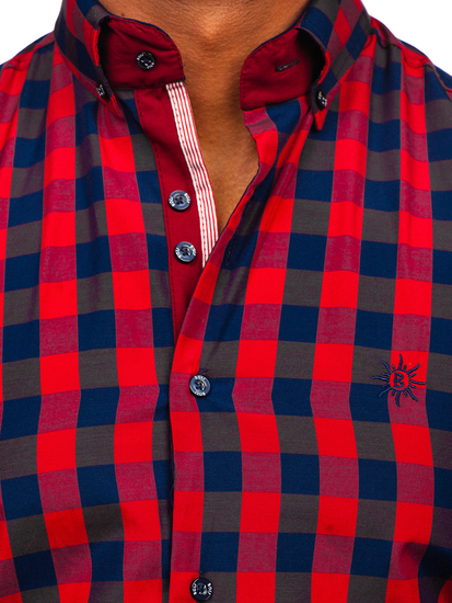 Cămașă bordo in carouri mâneca scurtă Bolf 4508