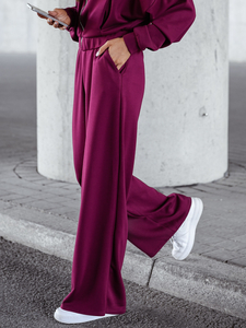 Set hanorac cu fermoar două piese pentru femei vișiniu Bolf 821109