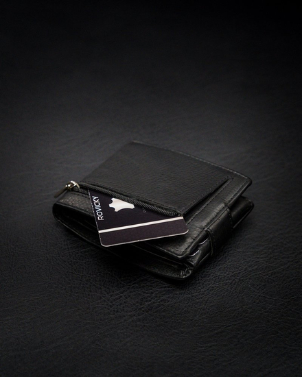 Portofel din piele negru bărbați 13967