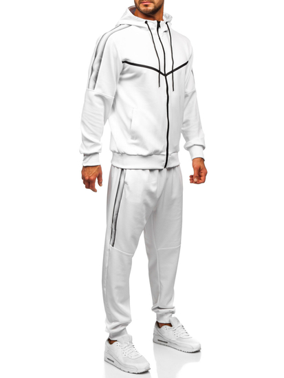 Trening alb pentru bărbați cu glugă cu imprimeu Bolf 8C8117