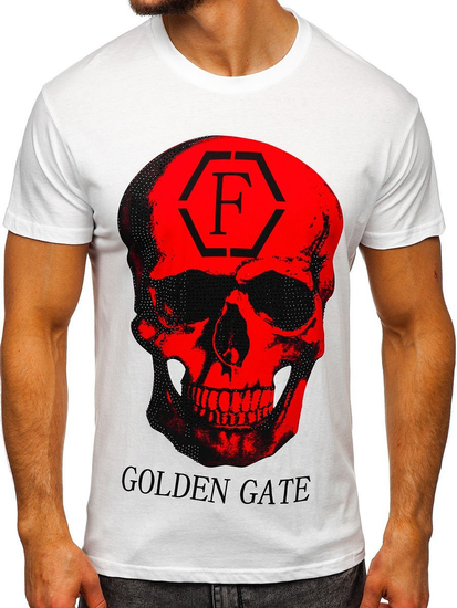 Tricou alb cu imprimeu Bolf KS2107