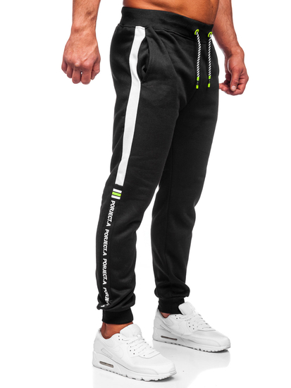 Pantaloni de trening cu imprimeu negru-verzi Bolf AM125