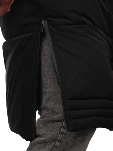 Jachetă neagră de iarnă pentru bărbați, lungă, matlasată Bolf 19M1290