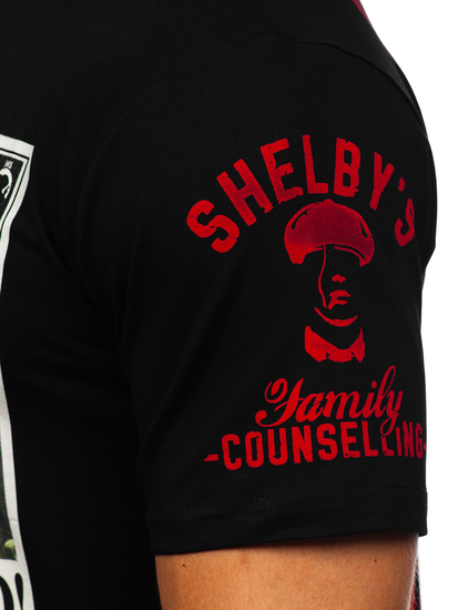 Tricou negru cu aplicații Bolf 2826