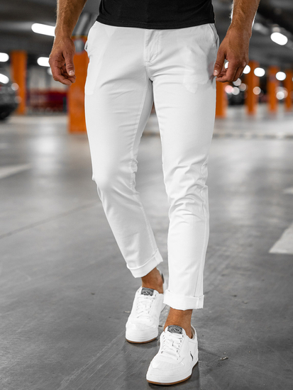 Pantaloni chinos albi bărbați Bolf 1146