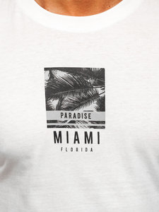 Tricou bărbătesc din bumbac alb cu imprimeu Bolf MPO3500