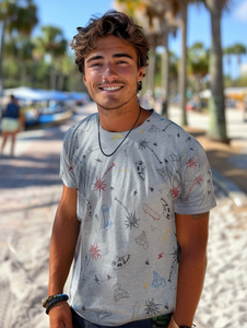 Tricou bărbătesc gri din bumbac cu imprimeu Bolf 1150A2