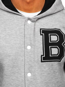 Hanorac gri cu imprimeu si fermoar Bolf 07