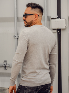 Cardigan gri pentru bărbați cu fermoar Bolf YY06A