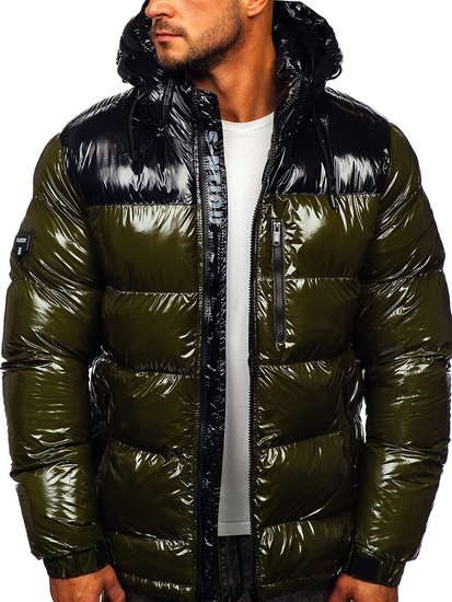 Geacă de iarnă bărbați verde matlasată Bolf 6462