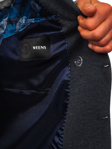 Jachetă elegantă bărbătească bleumarin cu două rânduri de nasturi Bolf 006