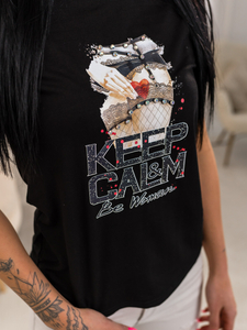 Tricou negru de dama cu imprimeu Bolf 95T2502