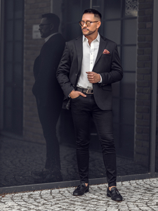 Sacou casual negru pentru bărbați Bolf 24401