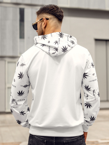 Hanorac alb pentru bărbați cu imprimeu de la Bolf HM628A