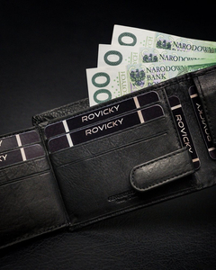 Portofel din piele negru bărbați 13967