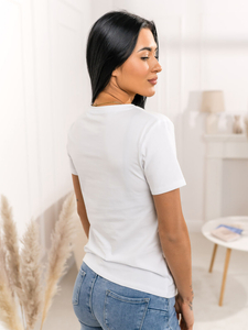 Tricou alb de dama cu aplicatie Bolf 95T2510