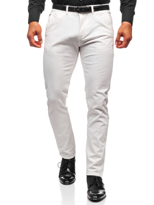 Pantaloni chinos albi bărbati Bolf 1143
