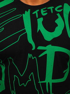 Tricou negru imprimat pentru bărbați din bumbac pentru bărbați Bolf KS1972