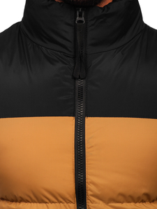 Vestă groasă cu glugă camel  Bolf 9969