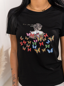 Tricou negru dama cu aplicatie Bolf 95T2525