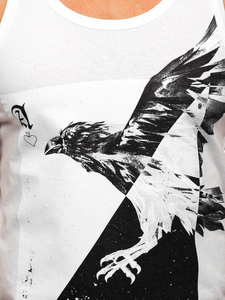 Maiou alb tank top cu imprimeu Bolf 14829