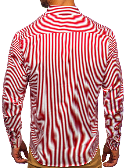 Cămașă roșie în dungi cu mâneca lungă Bolf 20726