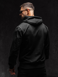 Hanorac negru pentru bărbați cu imprimeu Bolf 6140A1