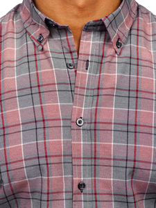 Cămașă în carouri vichy cu mâneca lungă roșie Bolf 22748