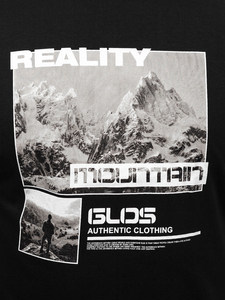 Tricou bărbătesc din bumbac negru cu imprimeu Bolf MPO3461