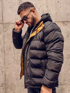 Geacă de iarnă matlasată neagră Bolf 7145A