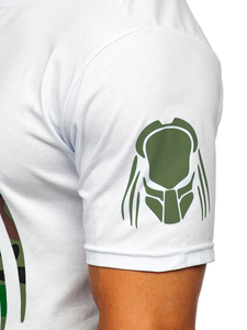 Tricou alb cu imprimeu din bumbac pentru bărbați Tricou Bolf 192379