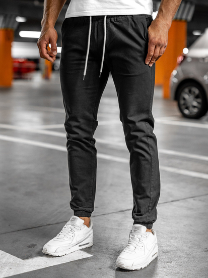 Pantaloni joggers negri Bolf 1145