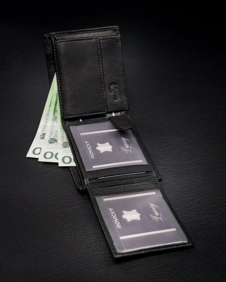 Portofel din piele negru bărbați 13967