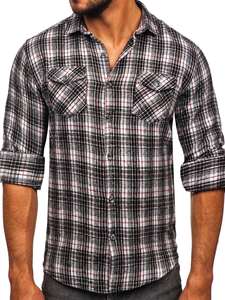 Cămașă negru-alb flanel cu mâneca lungă Bolf 20731-2