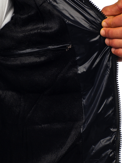 Geacă neagră-albastra de iarnă matlasată 6593