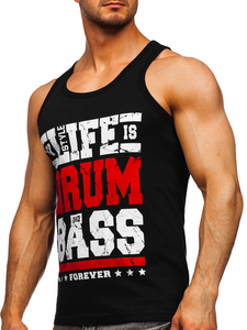 Maiou negru tank top cu imprimeu Bolf 14832