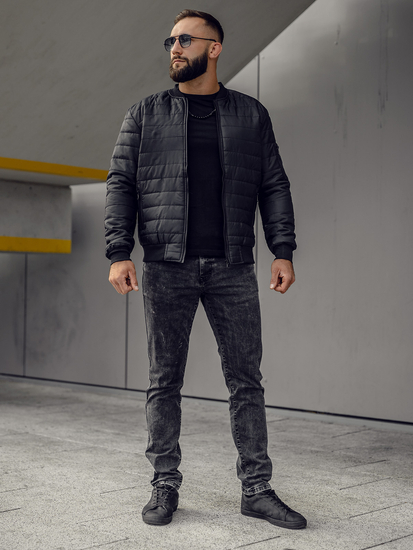 Jachetă bomber matlasată pentru bărbați neagră Bolf MY-02A2