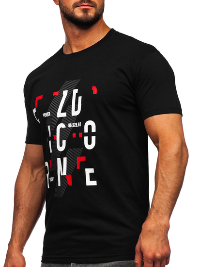 Tricou din bumbac negru cu imprimeu Bolf 14717