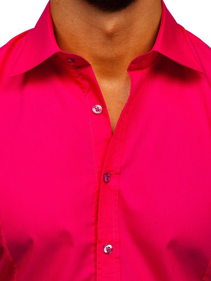 Cămașă elegantă bărbătească coral cu mâneci lungi Bolf 1703