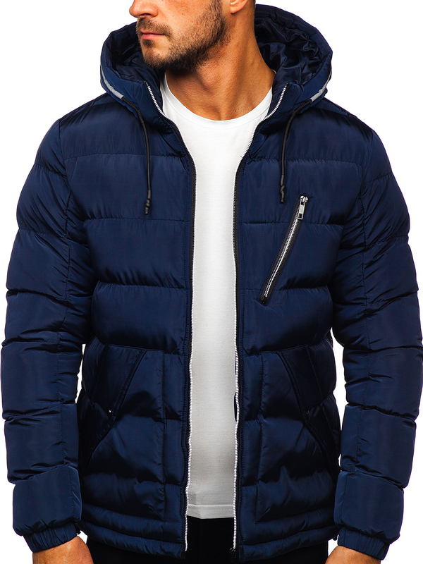 Geacă cu glugă de iarnă bleumarin Bolf 1181