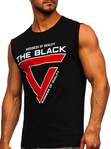 Maiou negru tank top cu imprimeu Bolf 14816