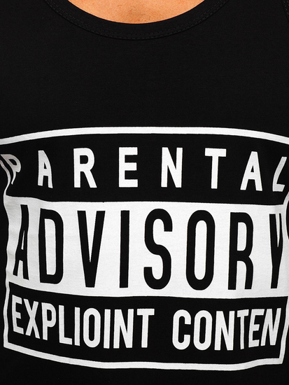 Maiou negru tank top cu imprimeu Bolf 14855