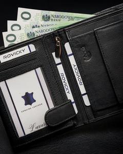 Portofel din piele negru bărbați 13967